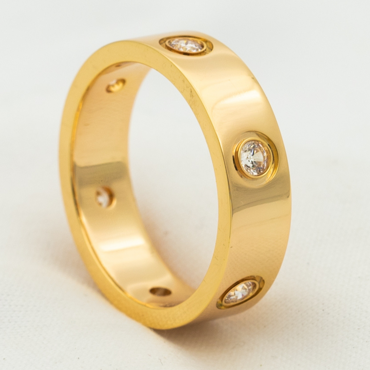 [⭐Hevara Jewelry]LOVE RING 5.5MM 6 DIAMONDS PINK GOLD