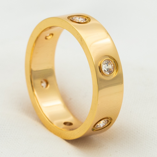 [⭐Hevara Jewelry]LOVE RING 5.5MM 6 DIAMONDS PINK GOLD
