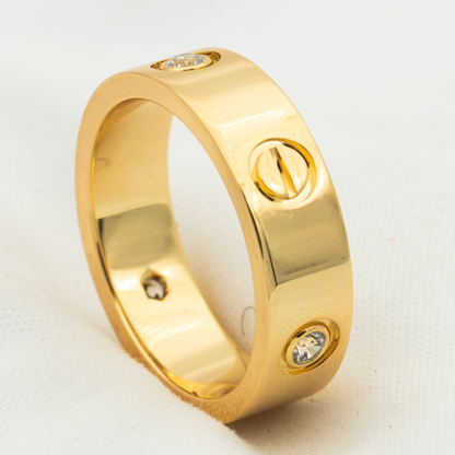 [⭐Hevara Jewelry]LOVE RING 5.5MM 3 DIAMONDS PINK GOLD