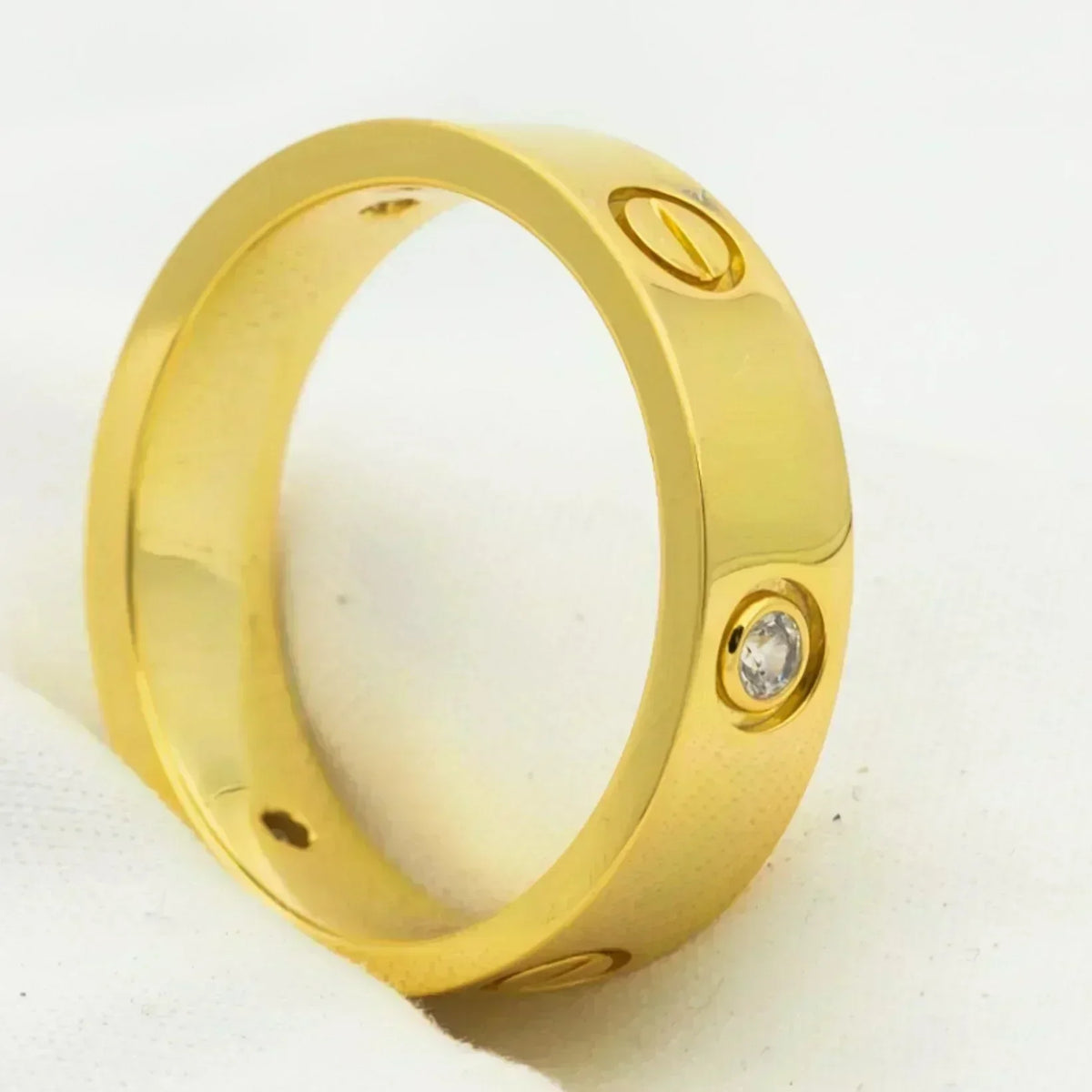 [⭐Hevara Jewelry]LOVE RING 5.5MM 3 DIAMONDS GOLD