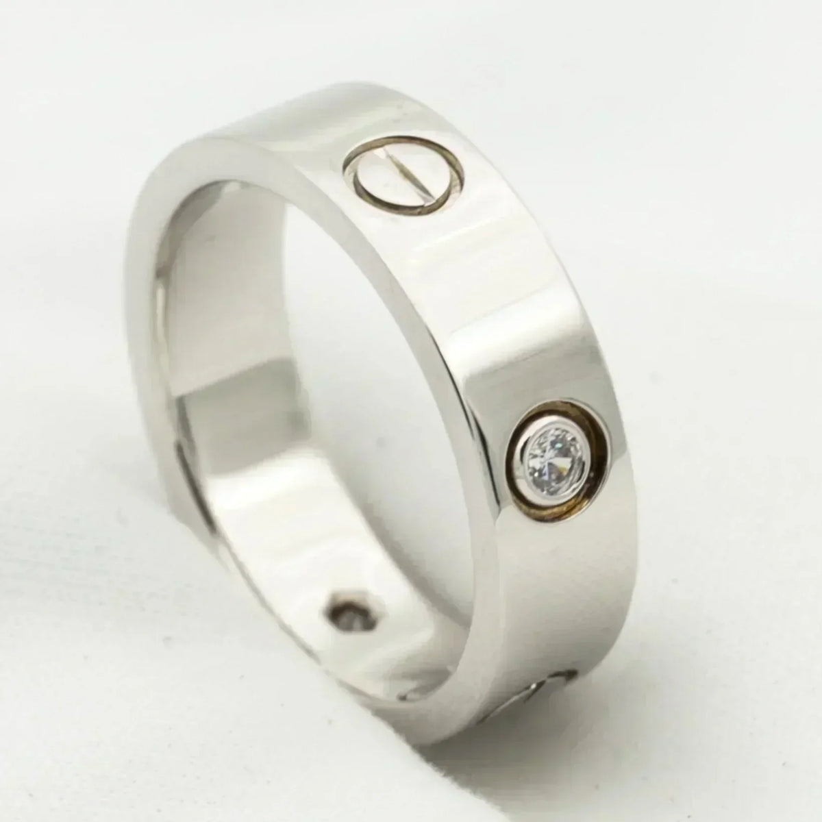 [⭐Hevara Jewelry]LOVE RING 5.5MM 3 DIAMONDS SILVER