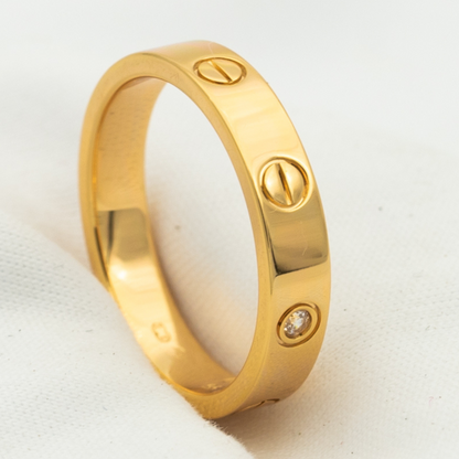 [⭐Hevara Jewelry]LOVE RING 4MM 1 DIAMOND PINK GOLD