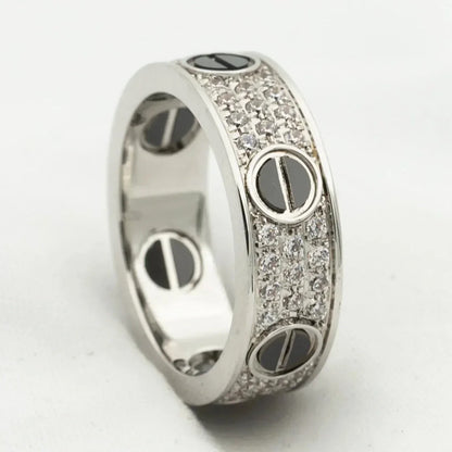 [⭐Hevara Jewelry]LOVE RING 5.5MM DIAMONDS PAVED CERAMIC