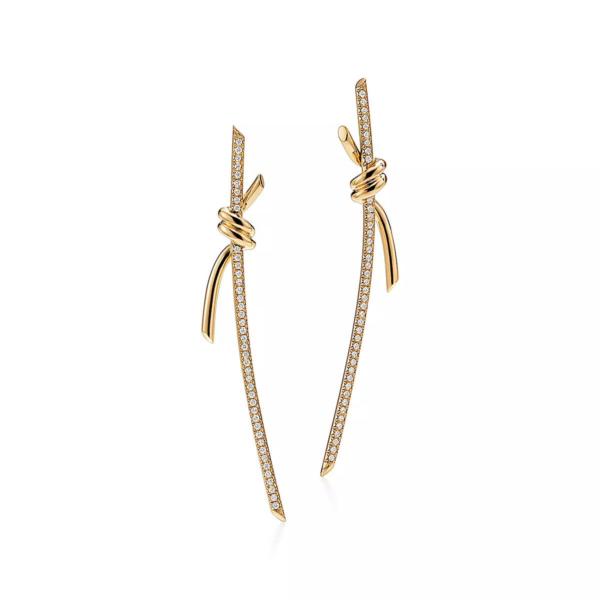 [Hevara Jewelry]KNOT DROP EARRINGS IN YELLOW GOLD WITH DIAMONDS