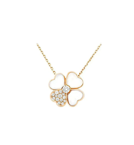 [⭐Hevara Jewelry]CLOVER MOP DIAMOND ROSE GOLD NECKLACE