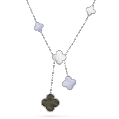 [⭐Hevara Jewelry]CLOVER MOP CHALCEDONY NECKLACE SILVER 6 MOTIF