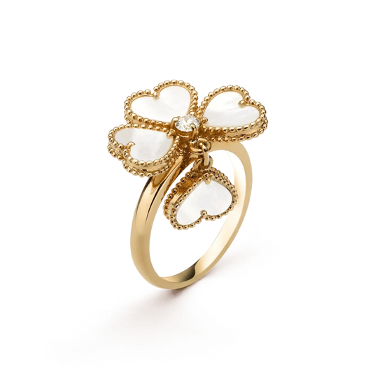 [⭐Hevara Jewelry]SWEET CLOVER WHITE MOP RING