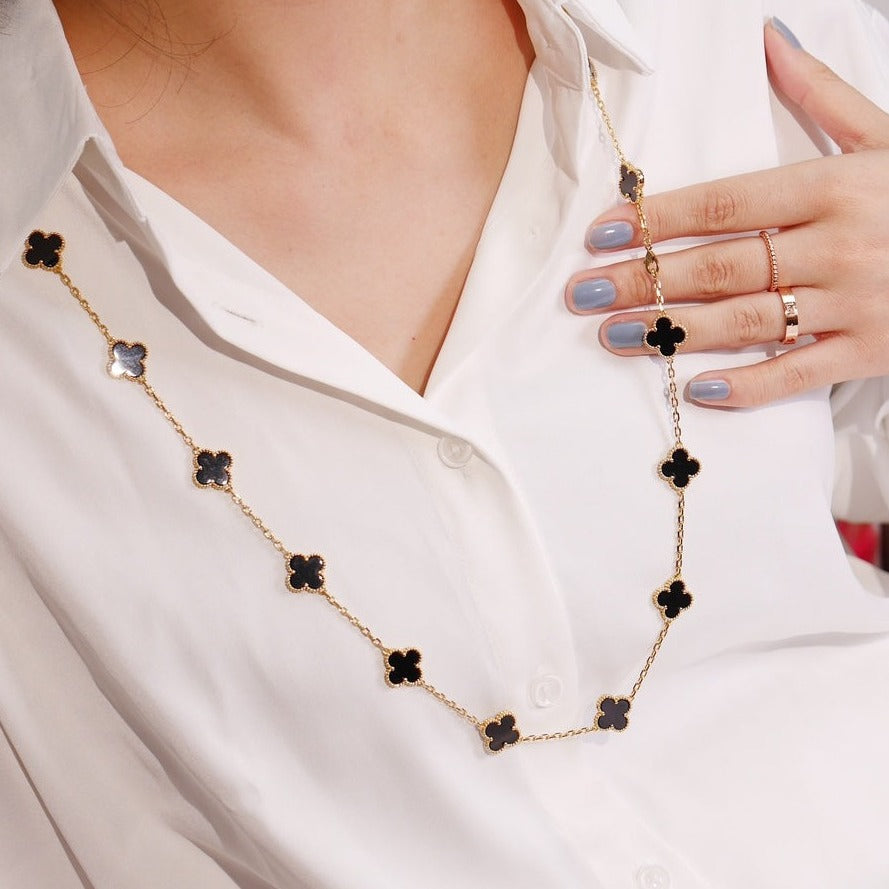 [⭐Hevara Jewelry]CLOVER 20 MOTIFS ONYX ROSE GOLD
