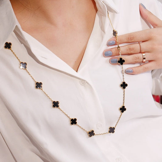 [⭐Hevara Jewelry]CLOVER 20 MOTIFS ONYX ROSE GOLD