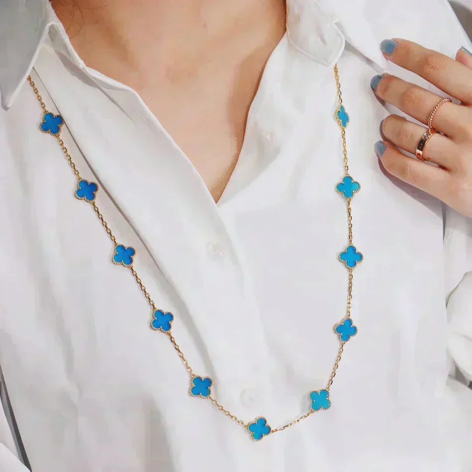 [⭐Hevara Jewelry]CLOVER 20 MOTIFS TURQUOISE GOLD