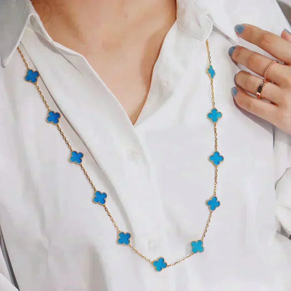 [⭐Hevara Jewelry]CLOVER 20 MOTIFS TURQUOISE GOLD