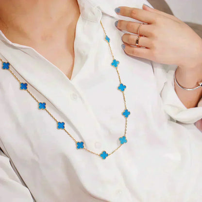 [⭐Hevara Jewelry]CLOVER 20 MOTIFS TURQUOISE GOLD