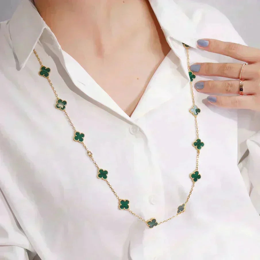 [⭐Hevara Jewelry]CLOVER 20 MOTIFS MALACHITE GOLD