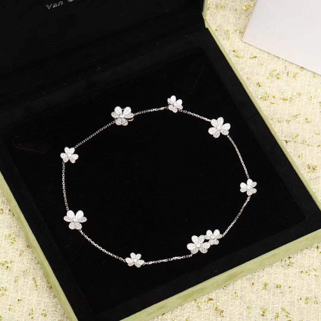 [⭐Hevara Jewelry]FRIVOLE SILVER 9 FLOWERS NECKLACE
