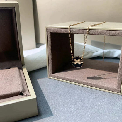 [⭐Hevara Jewelry]JEUX DE ROSE GOLD DIAMOND NECKLACE