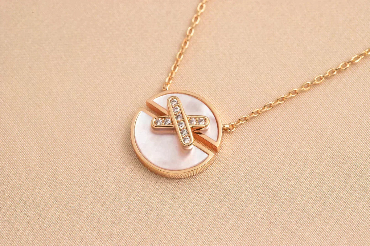 [⭐Hevara Jewelry]JEUX DE ROSE GOLD DIAMOND NECKLACE
