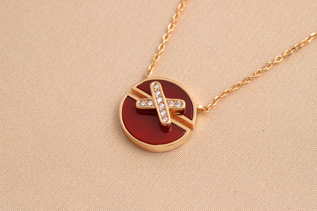 [⭐Hevara Jewelry]JEUX DE PINK GOLD DIAMOND NECKLACE
