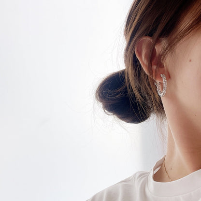 [Hevara Jewelry]SILVER DIAMOND HOOP EARRINGS