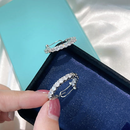 [Hevara Jewelry]SILVER DIAMOND HOOP EARRINGS