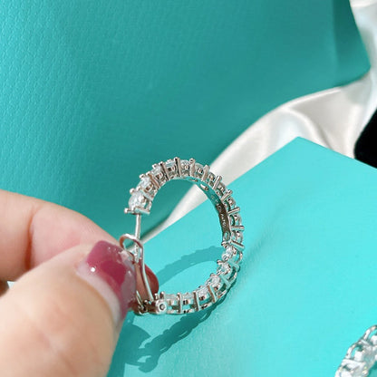 [Hevara Jewelry]SILVER DIAMOND HOOP EARRINGS