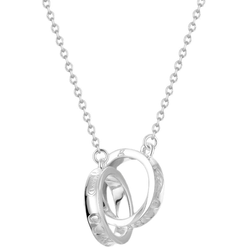 [Hevara Jewelry]NECKLACE FEMALE DOUBLE RING DOUBLE CIRCLE COUPLE PENDANT