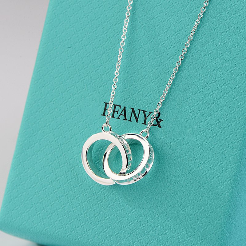 [Hevara Jewelry]NECKLACE FEMALE DOUBLE RING DOUBLE CIRCLE COUPLE PENDANT