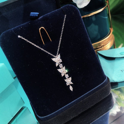 [Hevara Jewelry]MIXED CLUSTER DIAMOND DROP PENDANT