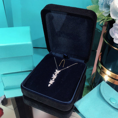 [Hevara Jewelry]MIXED CLUSTER DIAMOND DROP PENDANT