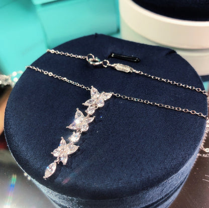 [Hevara Jewelry]MIXED CLUSTER DIAMOND DROP PENDANT