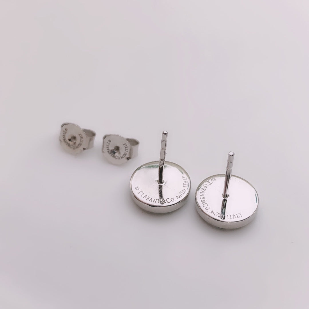 [Hevara Jewelry]TURQUOISE CIRCLE WHITE GOLD EARRINGS