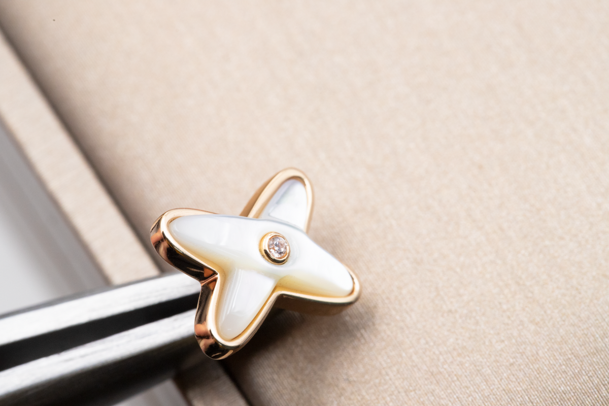 [⭐Hevara Jewelry]JEUX DE WHITE MOP PINK GOLD DIAMOND EARRINGS