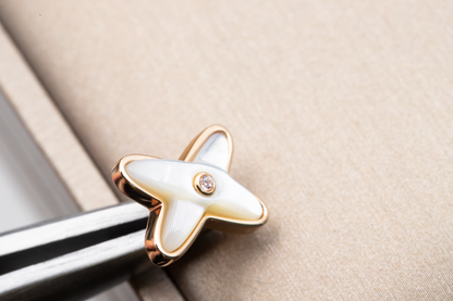 [⭐Hevara Jewelry]JEUX DE WHITE MOP PINK GOLD DIAMOND EARRINGS