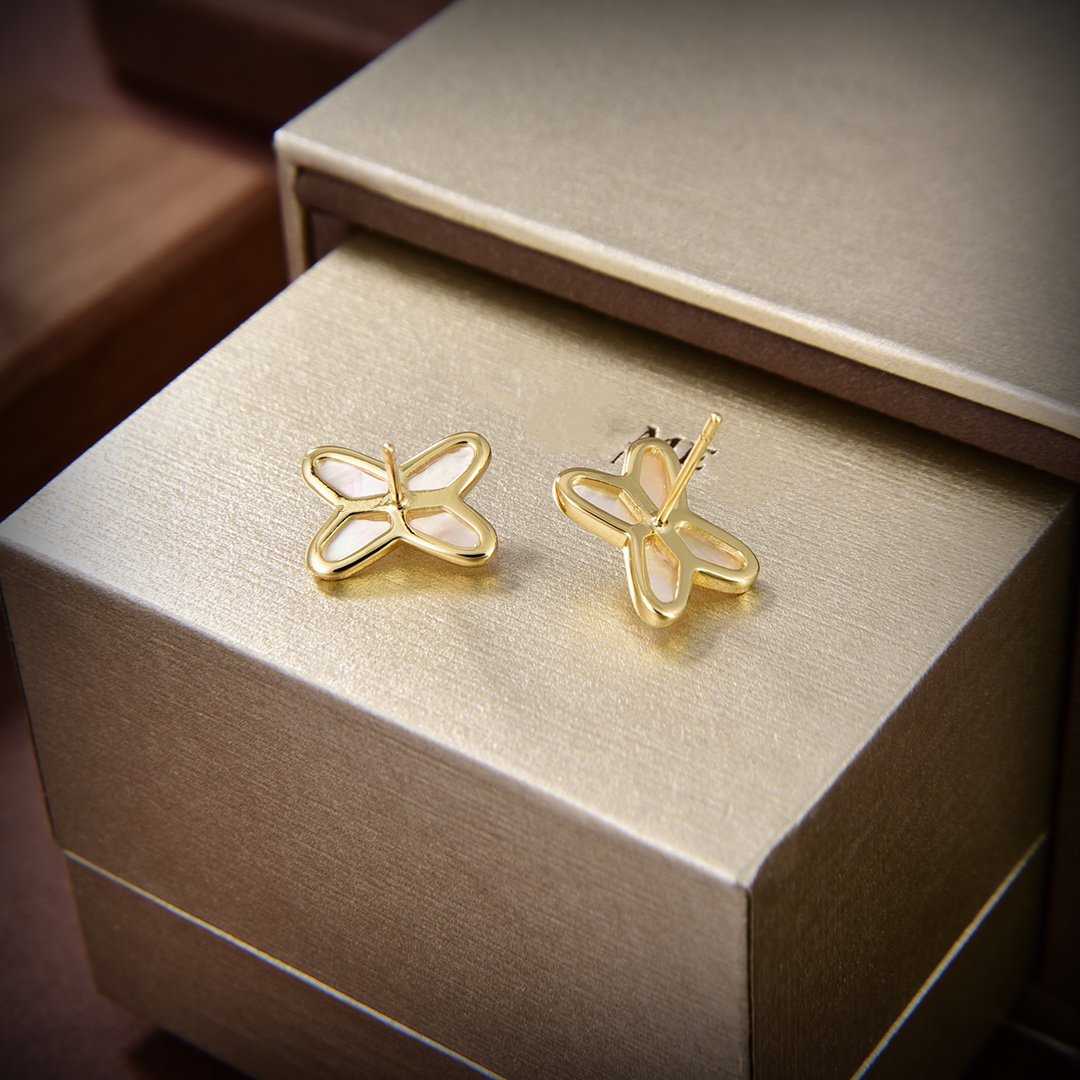 [⭐Hevara Jewelry]JEUX DE WHITE MOP GOLD DIAMOND EARRINGS
