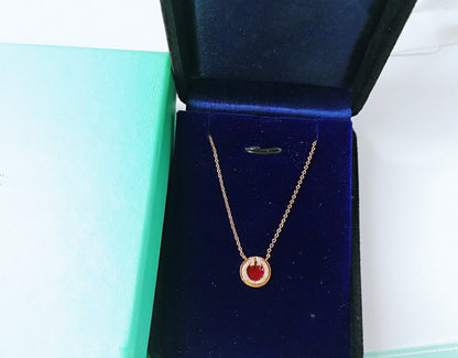 [Hevara Jewelry]DIAMOND AND MOTHER PEARL CIRCLE NECKLACE PENDANT