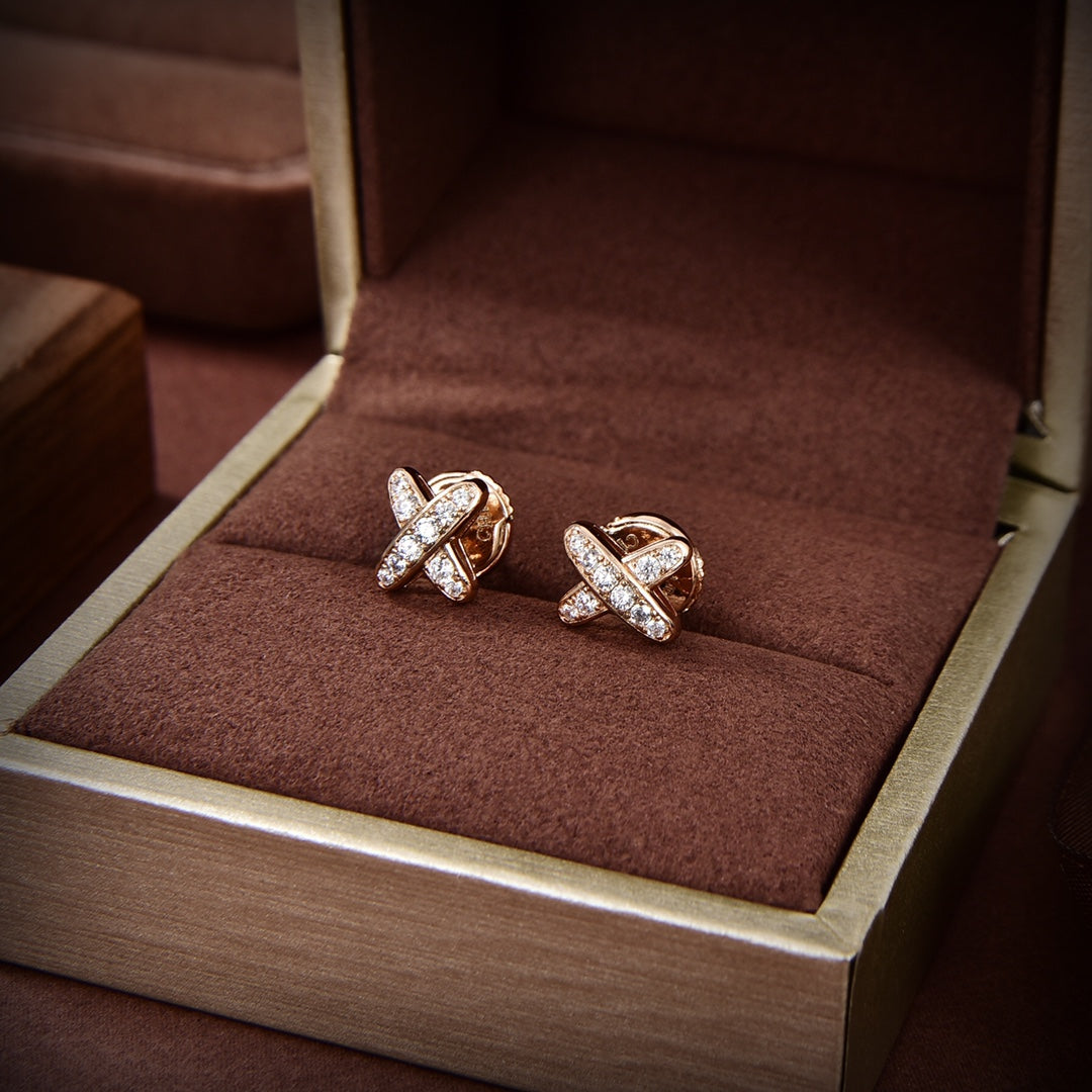 [⭐Hevara Jewelry]JEUX DE GOLD DIAMOND EARRINGS