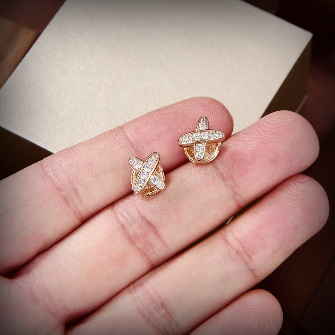 [⭐Hevara Jewelry]JEUX DE GOLD DIAMOND EARRINGS