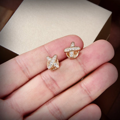 [⭐Hevara Jewelry]JEUX DE GOLD DIAMOND EARRINGS
