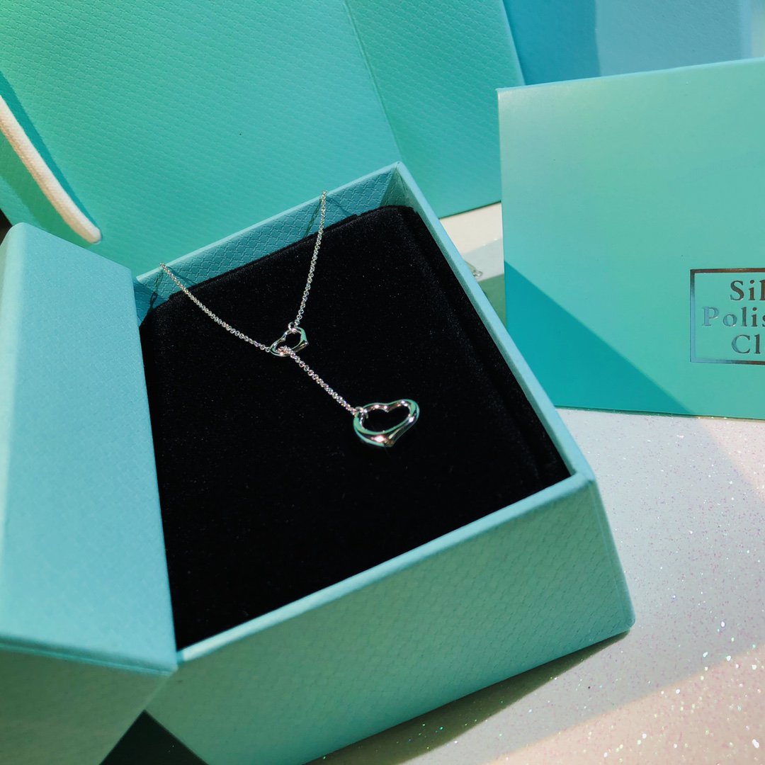 [Hevara Jewelry]OPEN HEART LARIAT NECKLACE SILVER