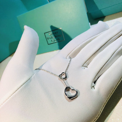 [Hevara Jewelry]OPEN HEART LARIAT NECKLACE SILVER