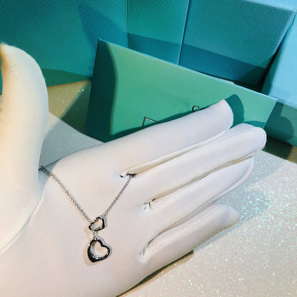 [Hevara Jewelry]OPEN HEART LARIAT NECKLACE SILVER
