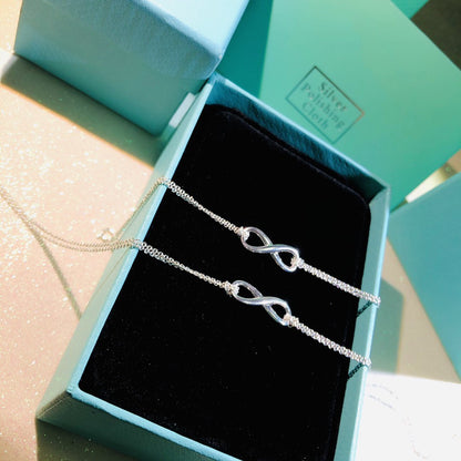 [Hevara Jewelry]SILVER INFINITY DOUBLE CHAIN NECKLACE