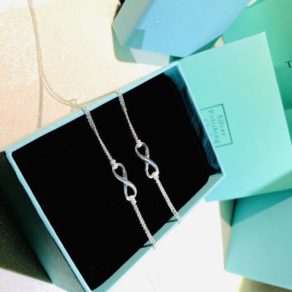 [Hevara Jewelry]SILVER INFINITY DOUBLE CHAIN NECKLACE