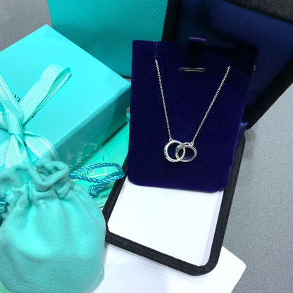 [Hevara Jewelry]INTERLOCKING CIRCLES PENDANT SILVER SMALL NECKLACE