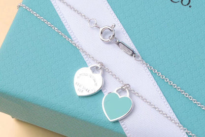 [Hevara Jewelry]DOUBLE HEART TAG PENDANT SILVER MINI NECKLACE