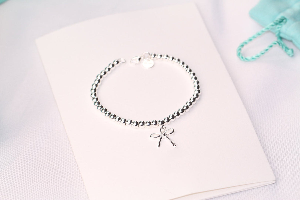 [Hevara Jewelry]STERLING SILVER BOW BEAD BRACELET