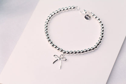 [Hevara Jewelry]STERLING SILVER BOW BEAD BRACELET