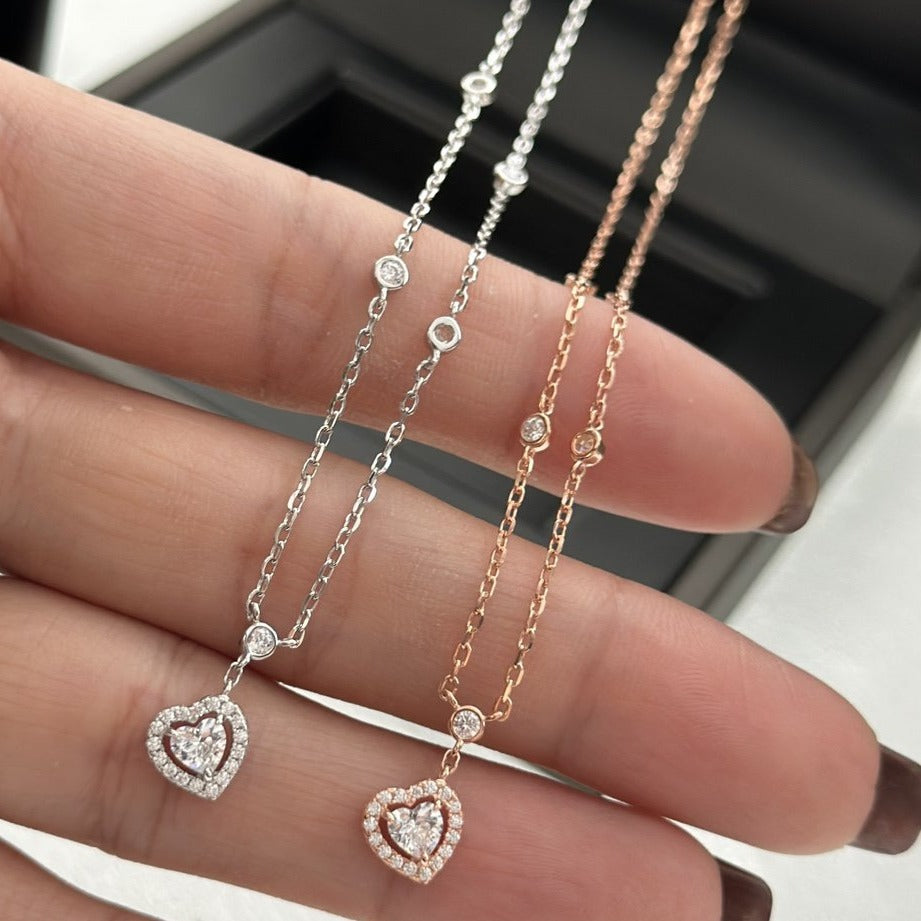 [⭐Hevara Jewelry]JOY HEART DIAMOND NECKLACE