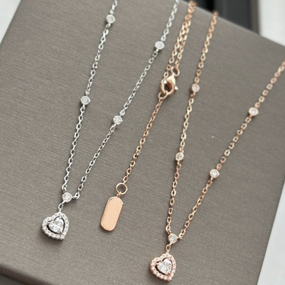[⭐Hevara Jewelry]JOY HEART DIAMOND NECKLACE