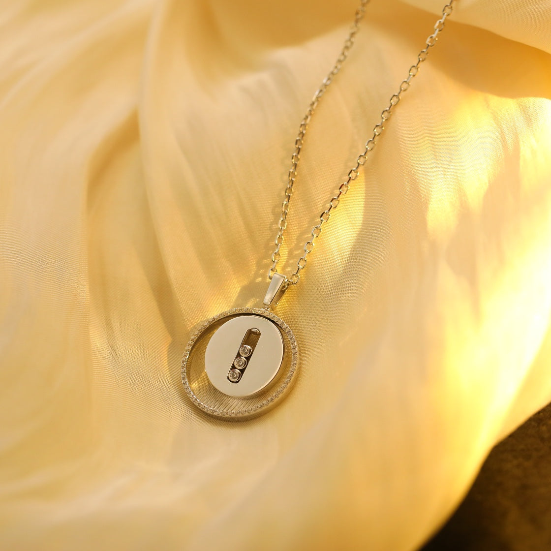 [⭐Hevara Jewelry]Demo MOVE MM SILVER DIAMOND NECKLACE