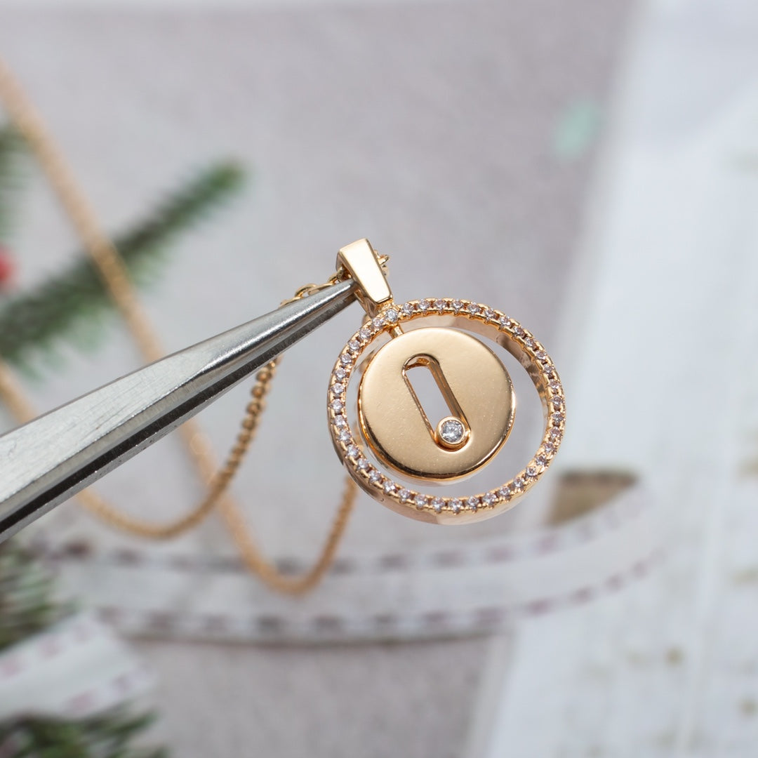 [⭐Hevara Jewelry]Demo MOVE PM NECKLACE PINK GOLD DIAMOND